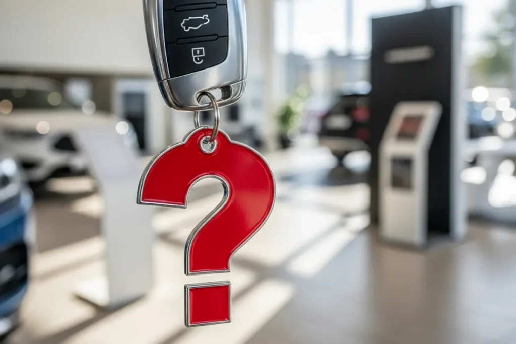 A symbolic image representing the critical questions to ask before deciding on the best electric car to buy